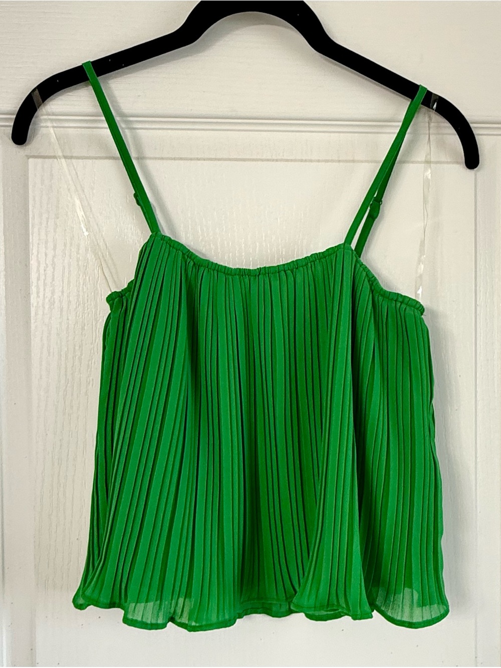 Vestique Bright Green Pleated Spaghetti Strap Camisole